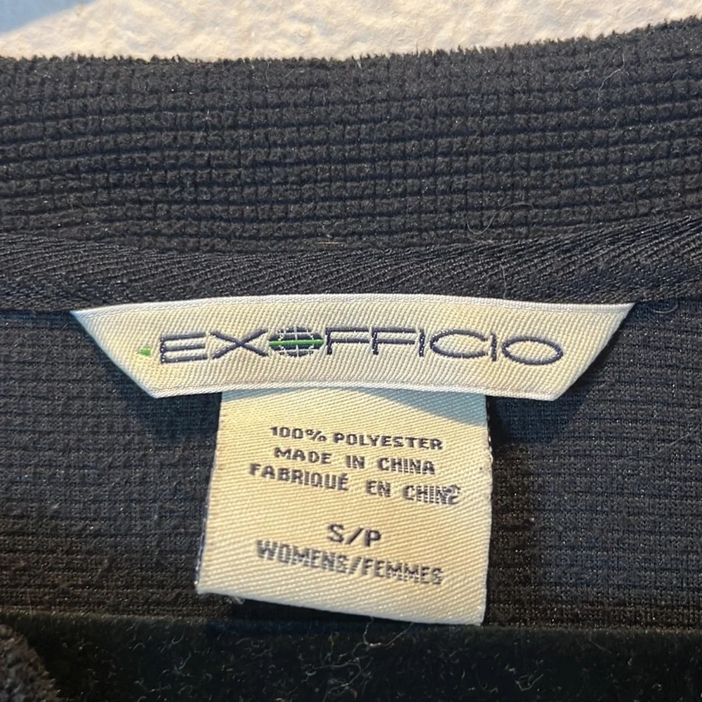 ExOfficio Women’s Black Textured knit Shirt Small Hidden Sleeve Pocket - Picture 3 of 6